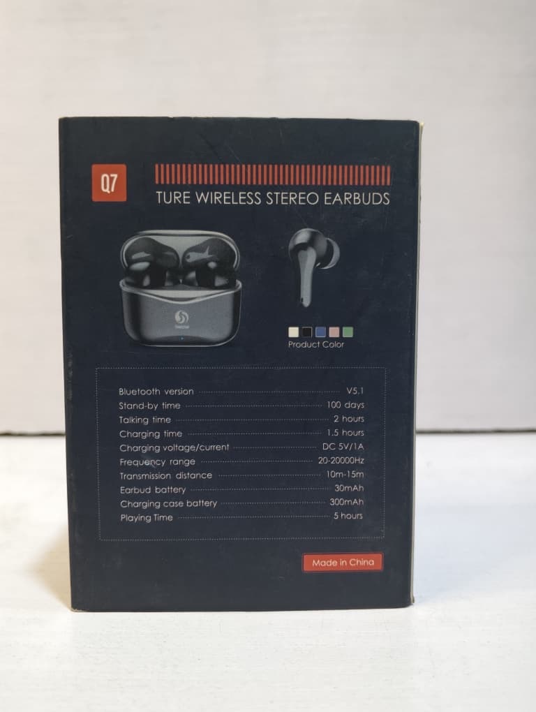 Q7 wireless earbuds with charging dock